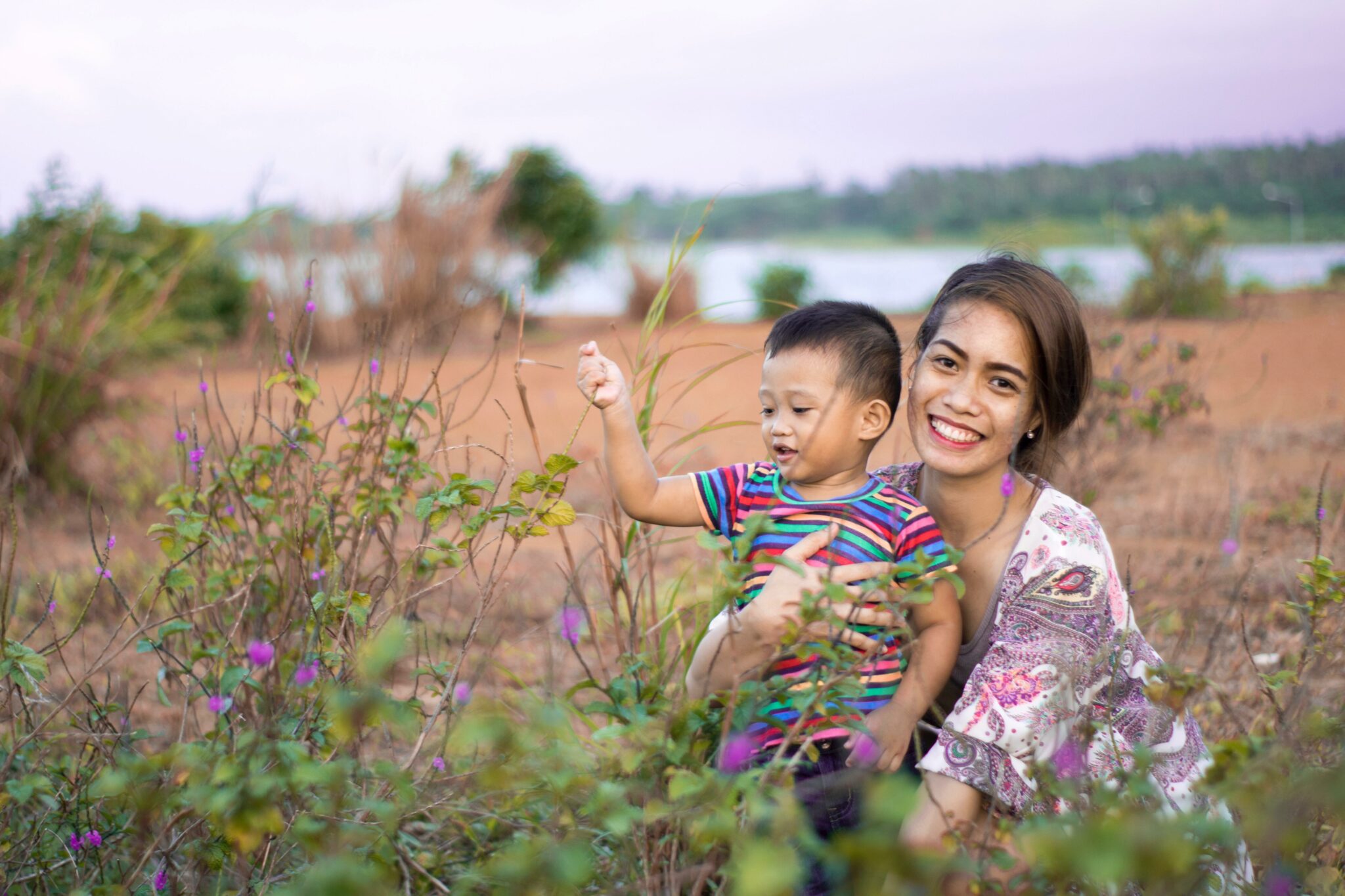 Woman holding child